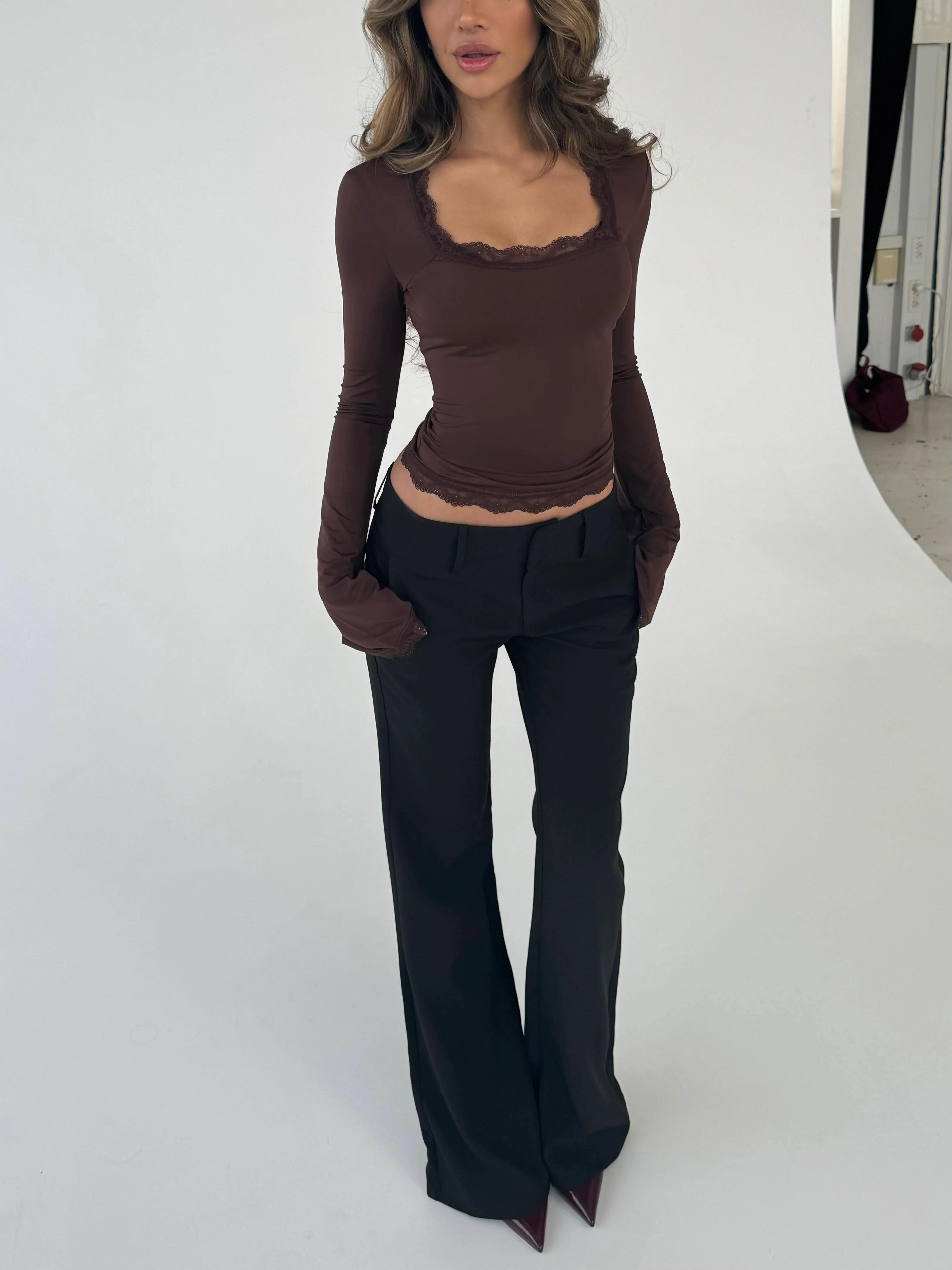 Blair Basic Lace Top - Dunkelbraun - Image 2