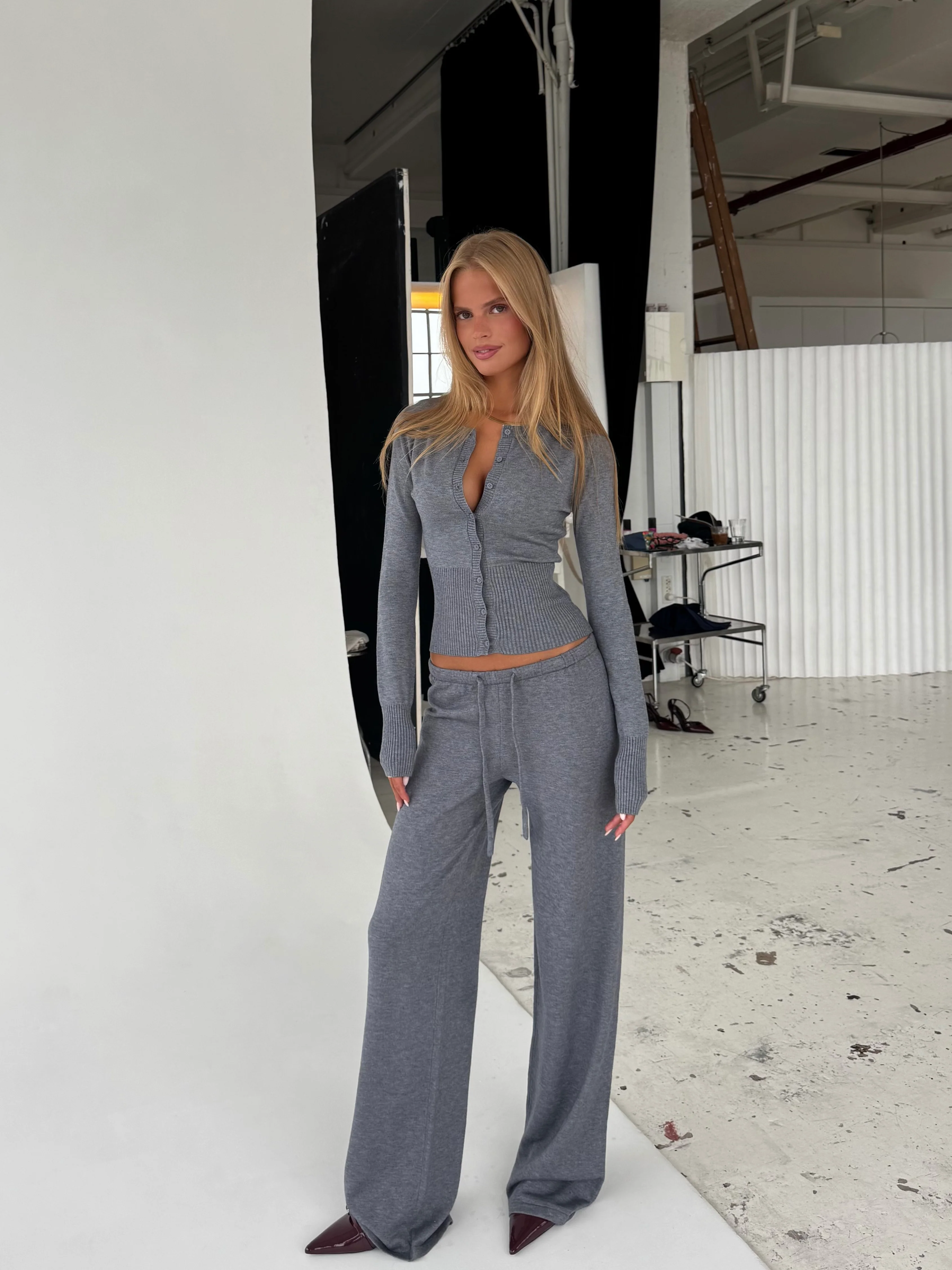 Knit pants - melange grau  - Image 4