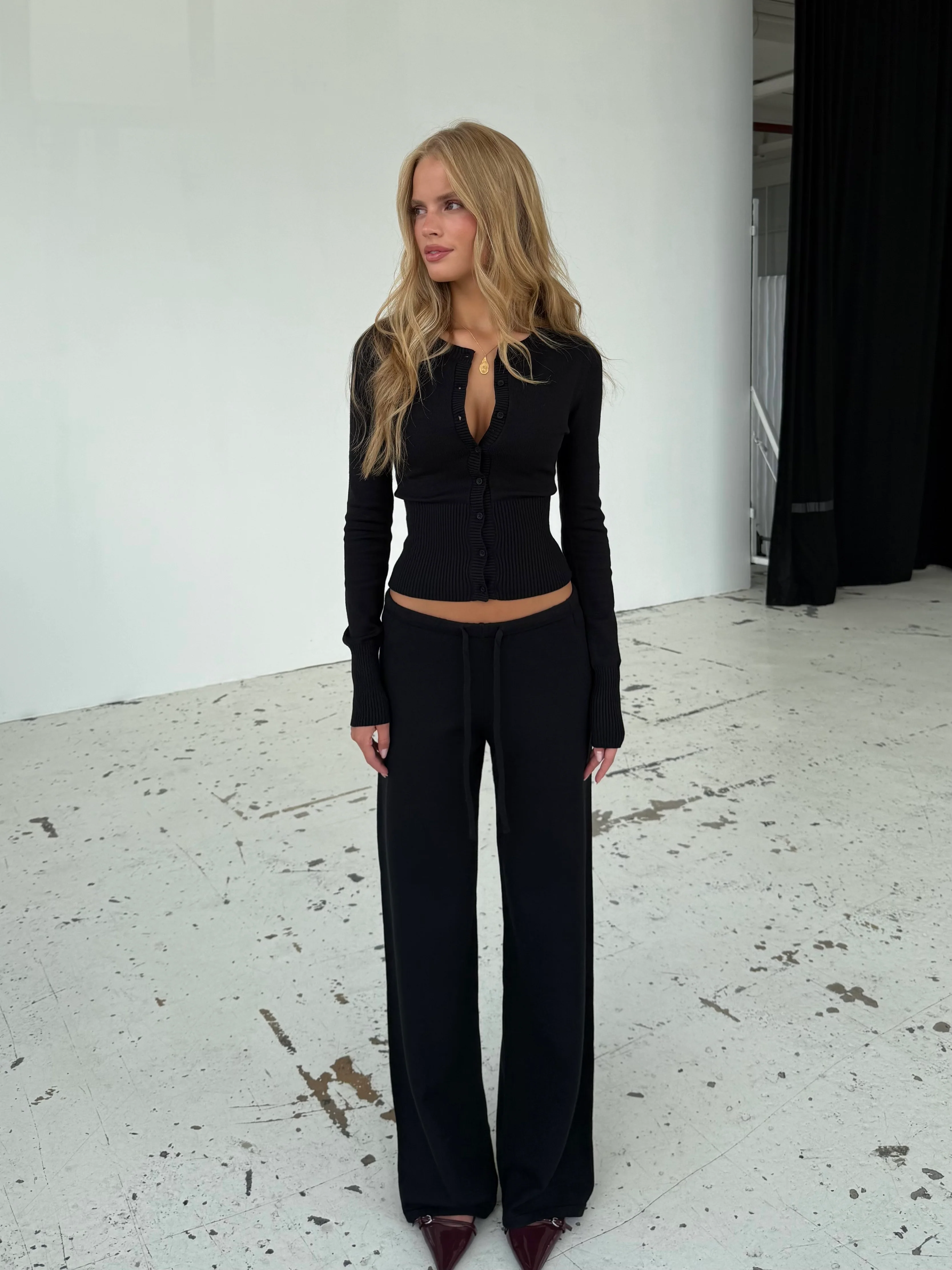 Knit Cardigan - Schwarz - Image 3