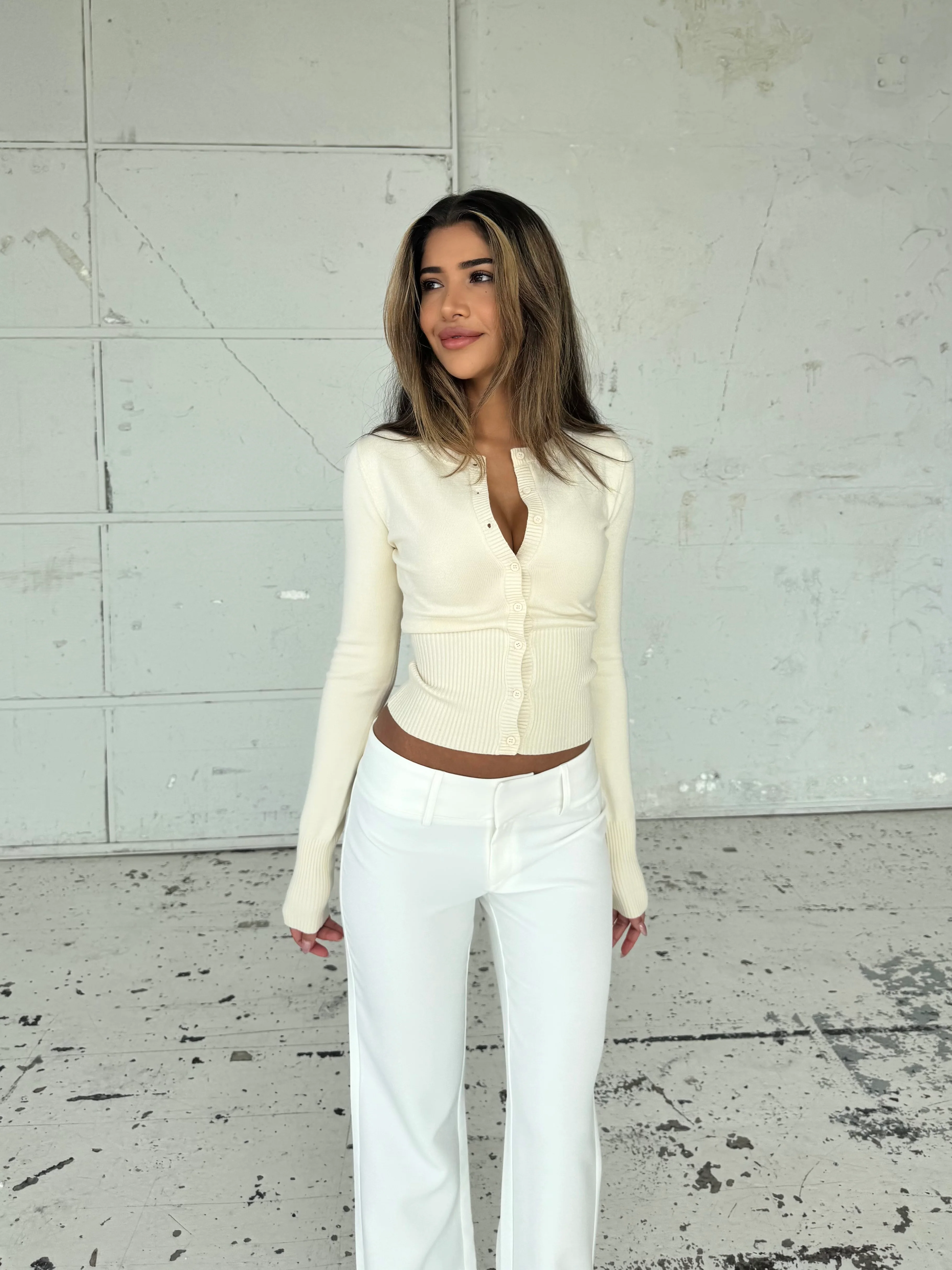 Knit Cardigan - Creme - Image 2