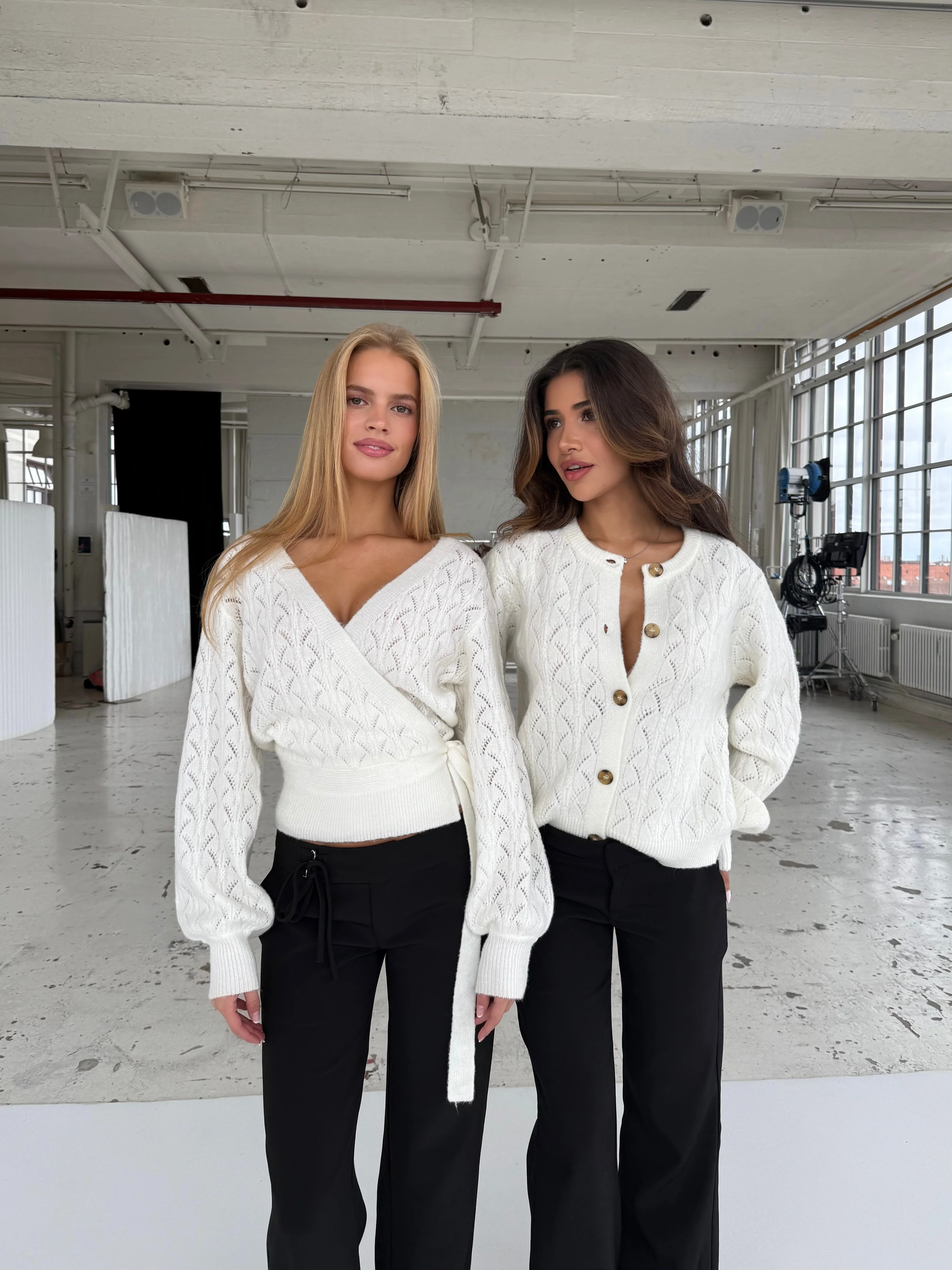 Lacework wool cardigan - Weiß - Image 2