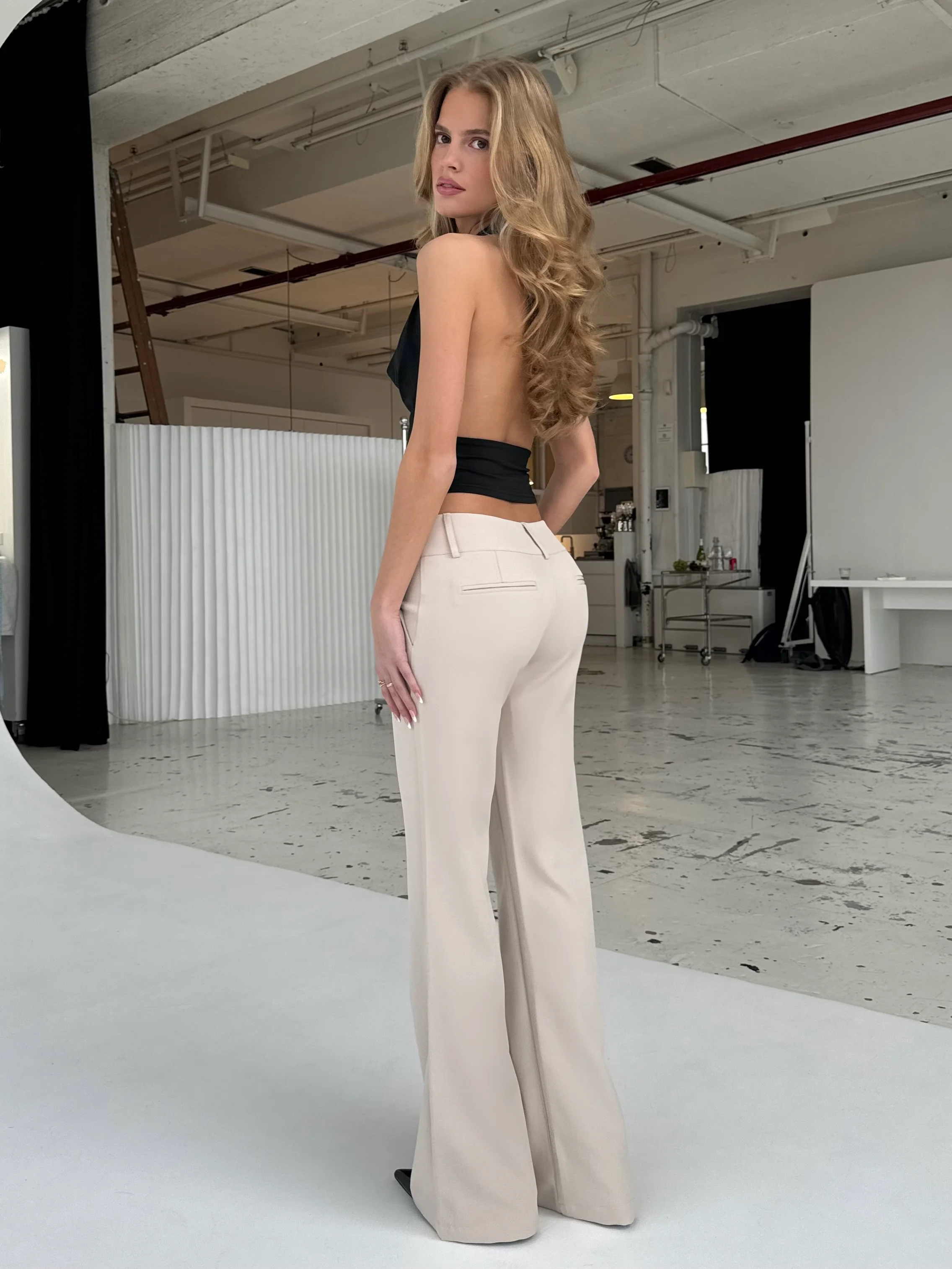 Livia low waist hosen - Licht Beige - Image 2