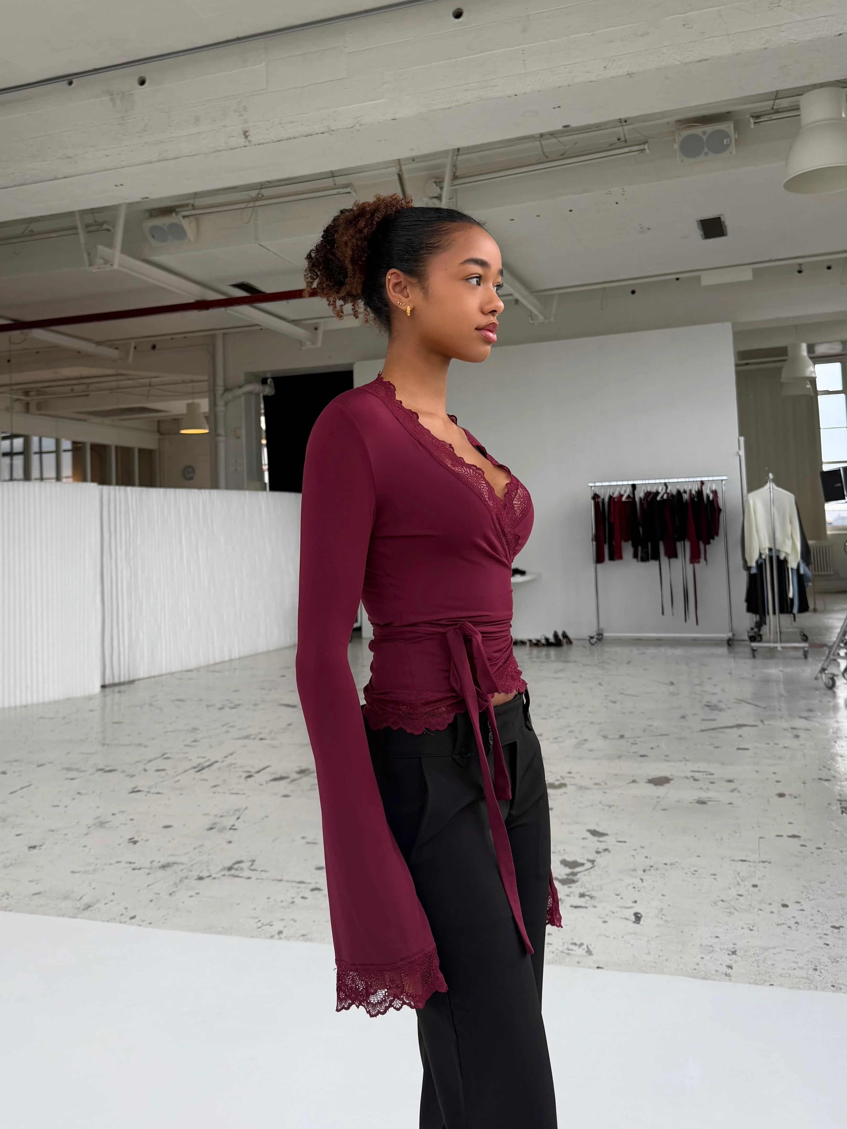 New Ballerina Basic Lace Top - Bordeaux - Image 2