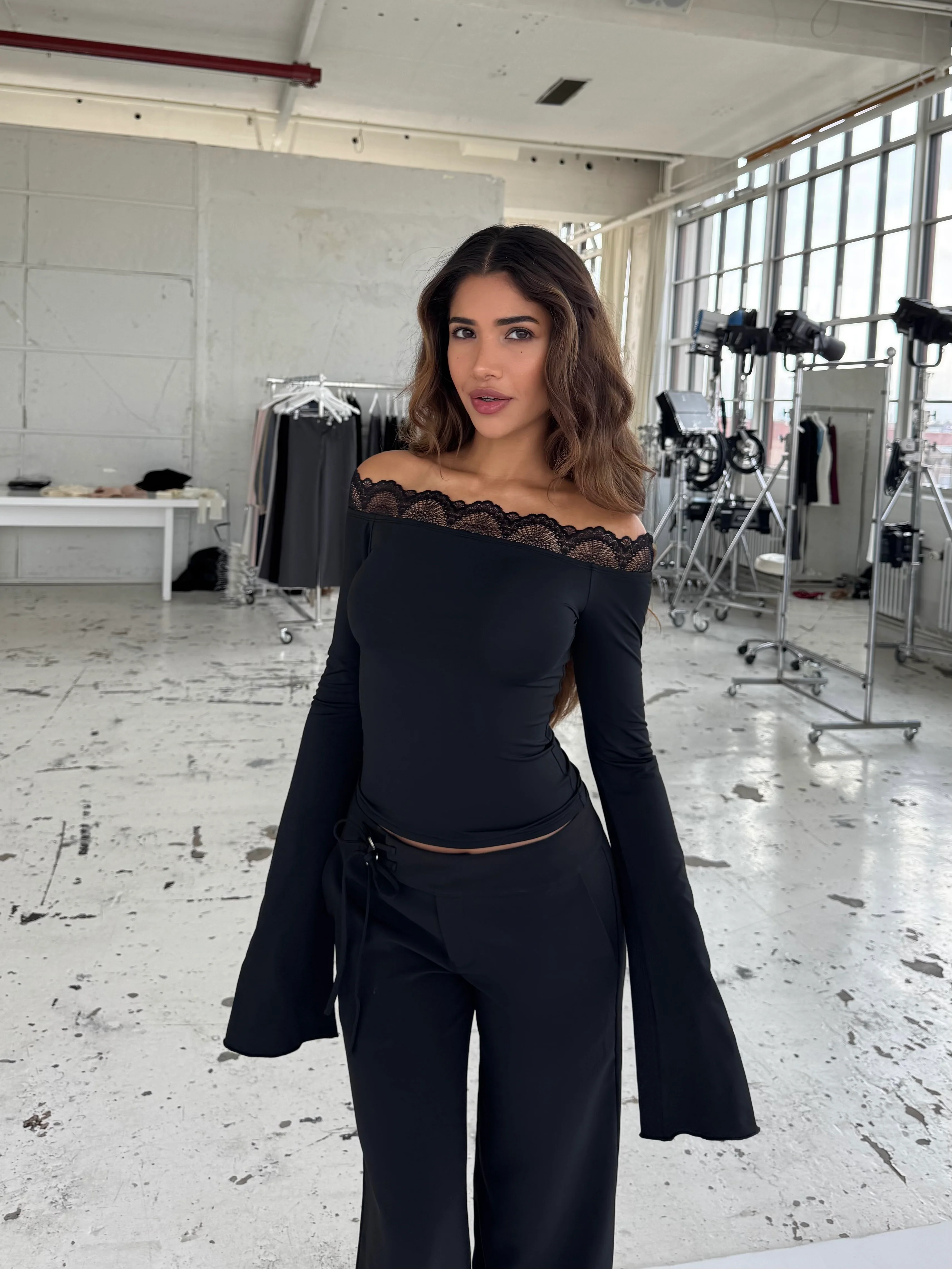 Bari basic lace top - Schwartz - Image 3
