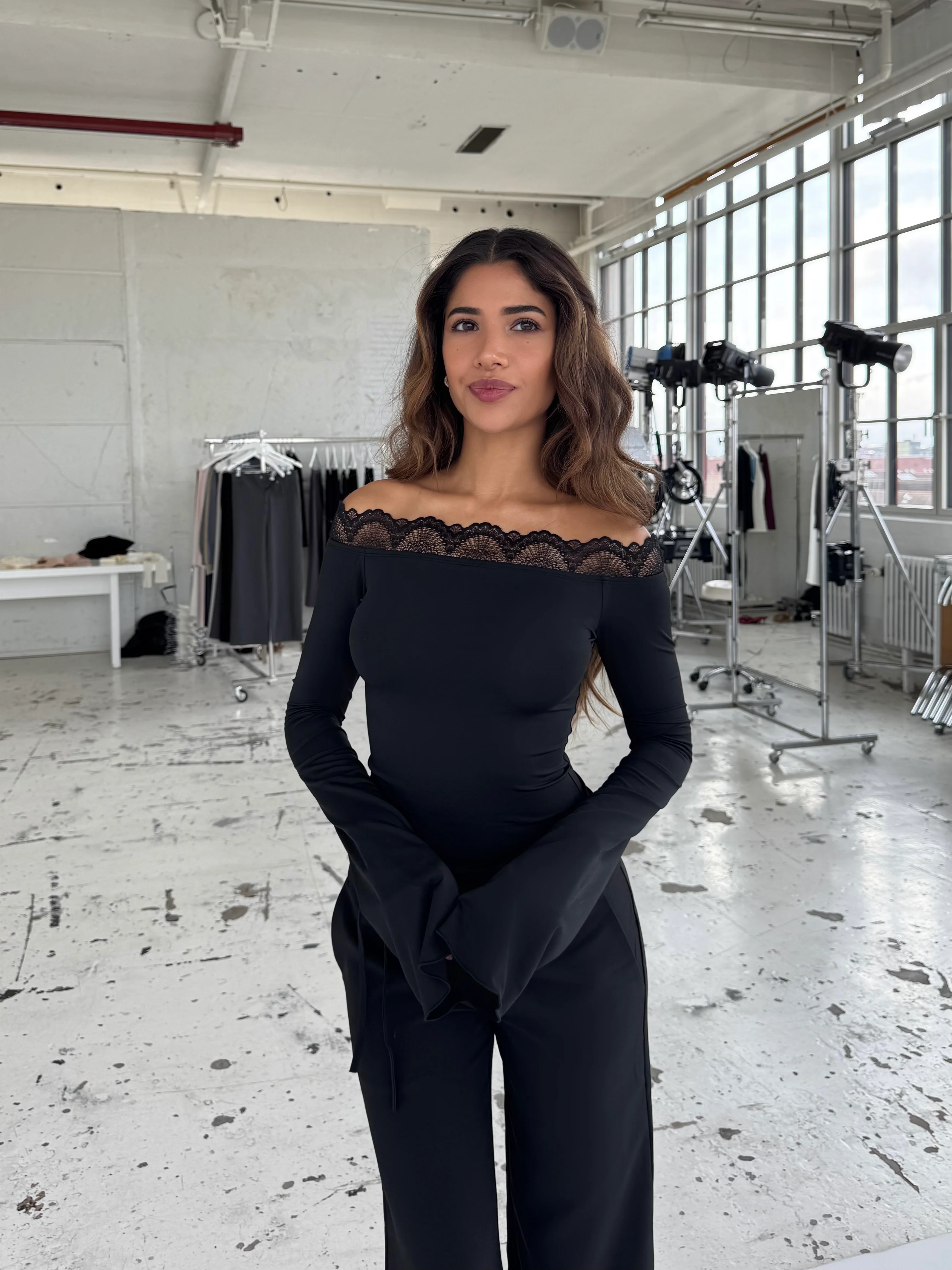 Bari basic lace top - Schwartz - Image 4