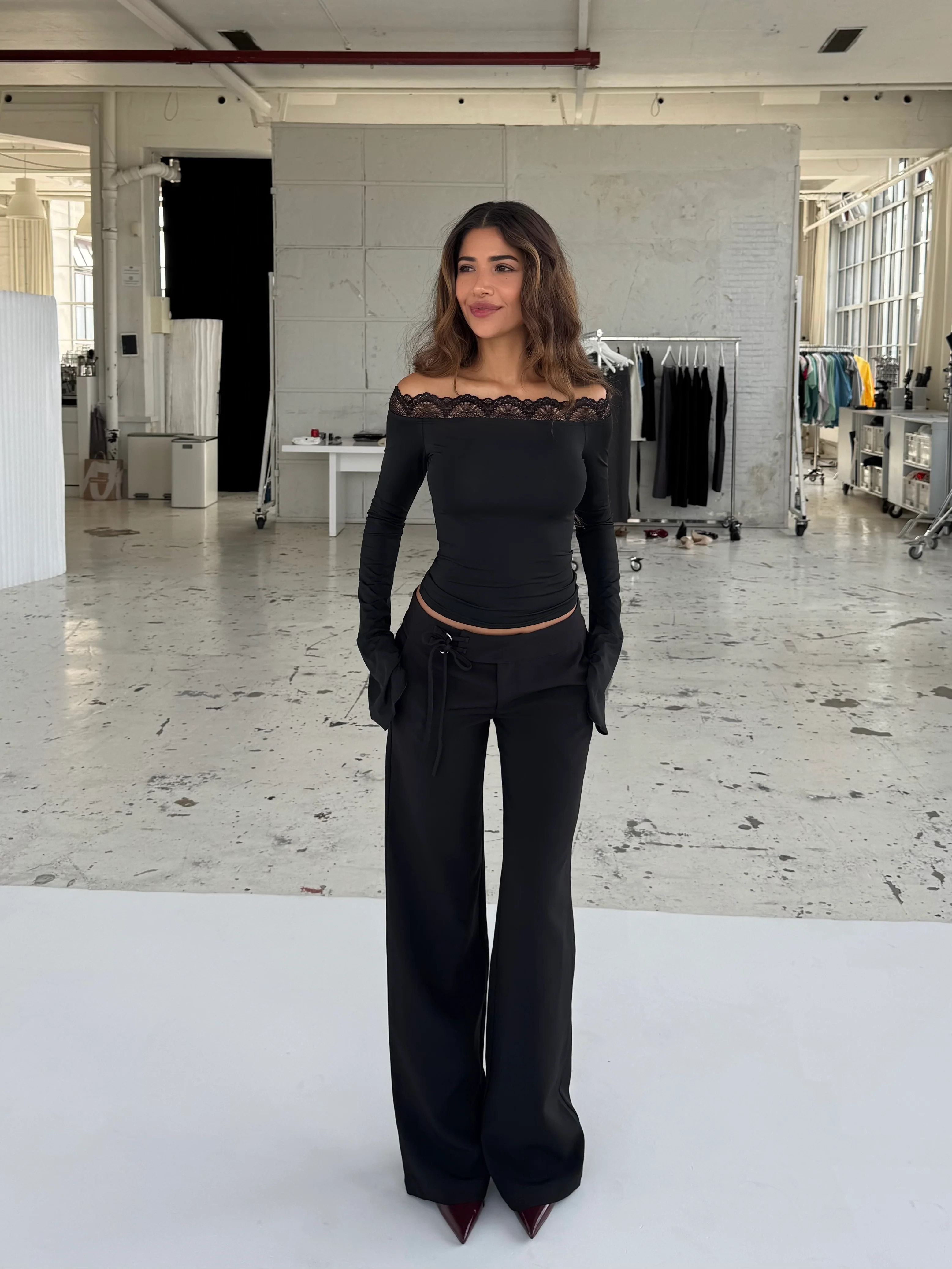 Bari basic lace top - Schwartz - Image 5
