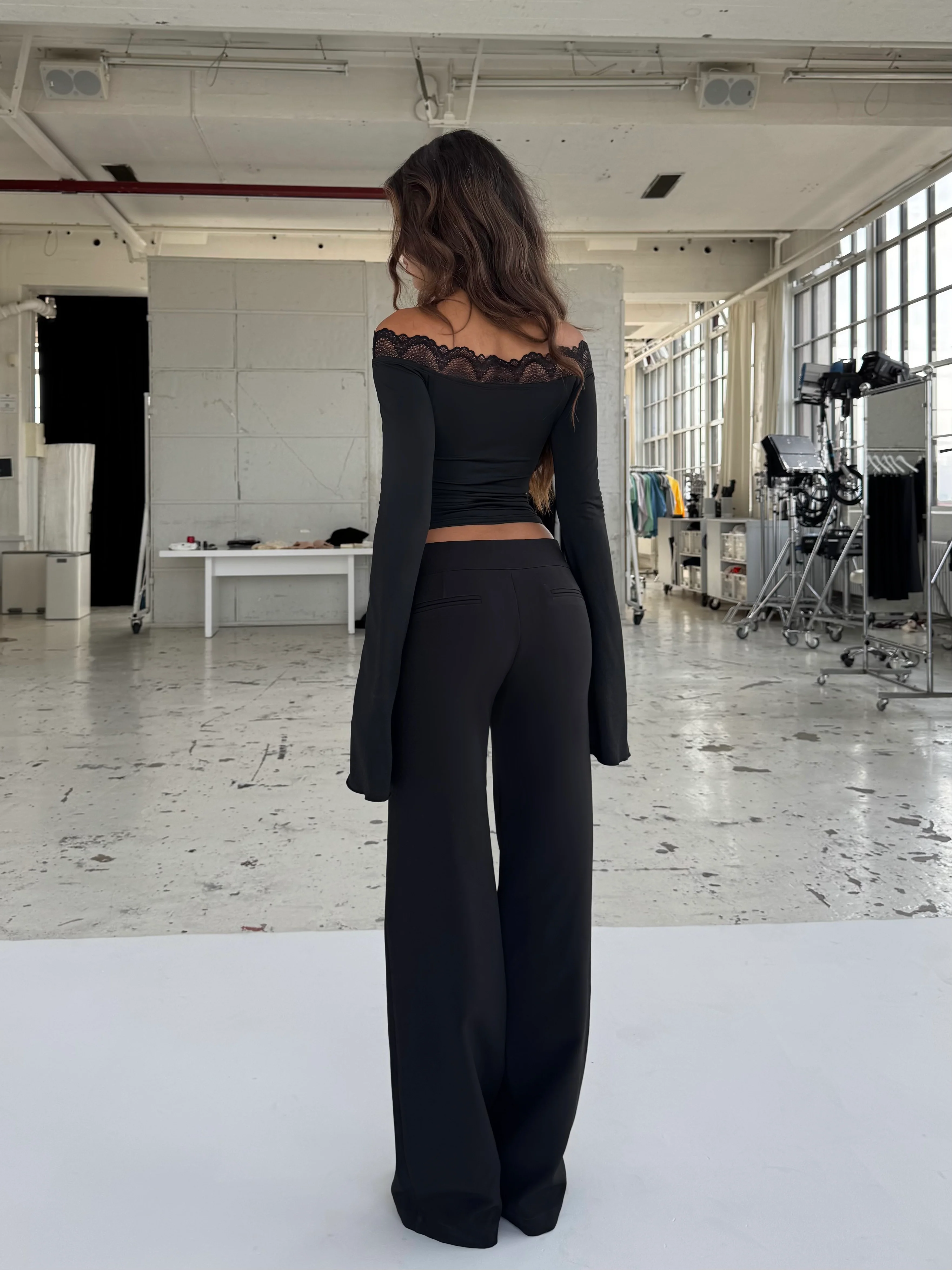 Bari basic lace top - Schwartz - Image 6