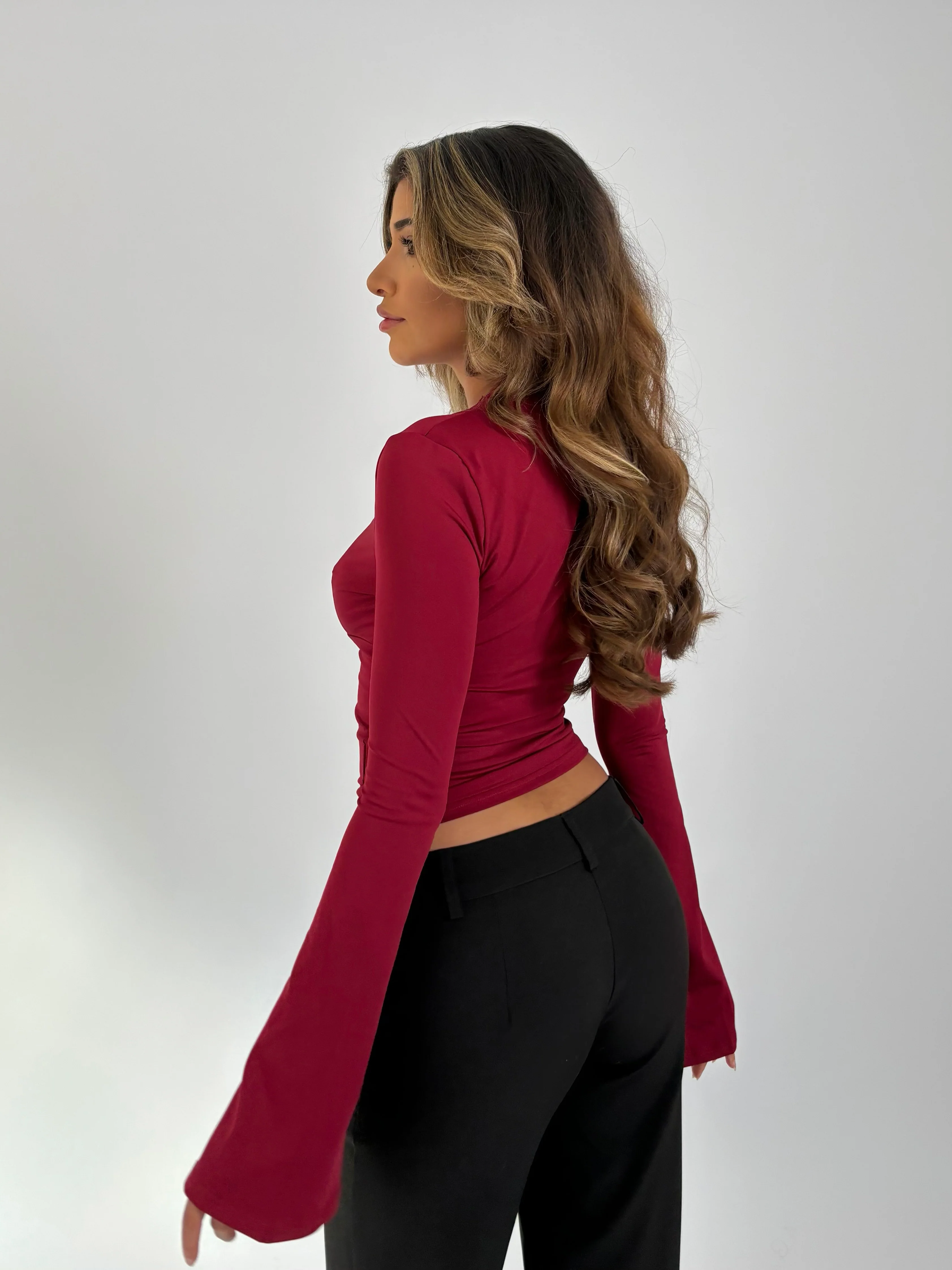 Pretty basic lace top - dunkelrot - Image 4