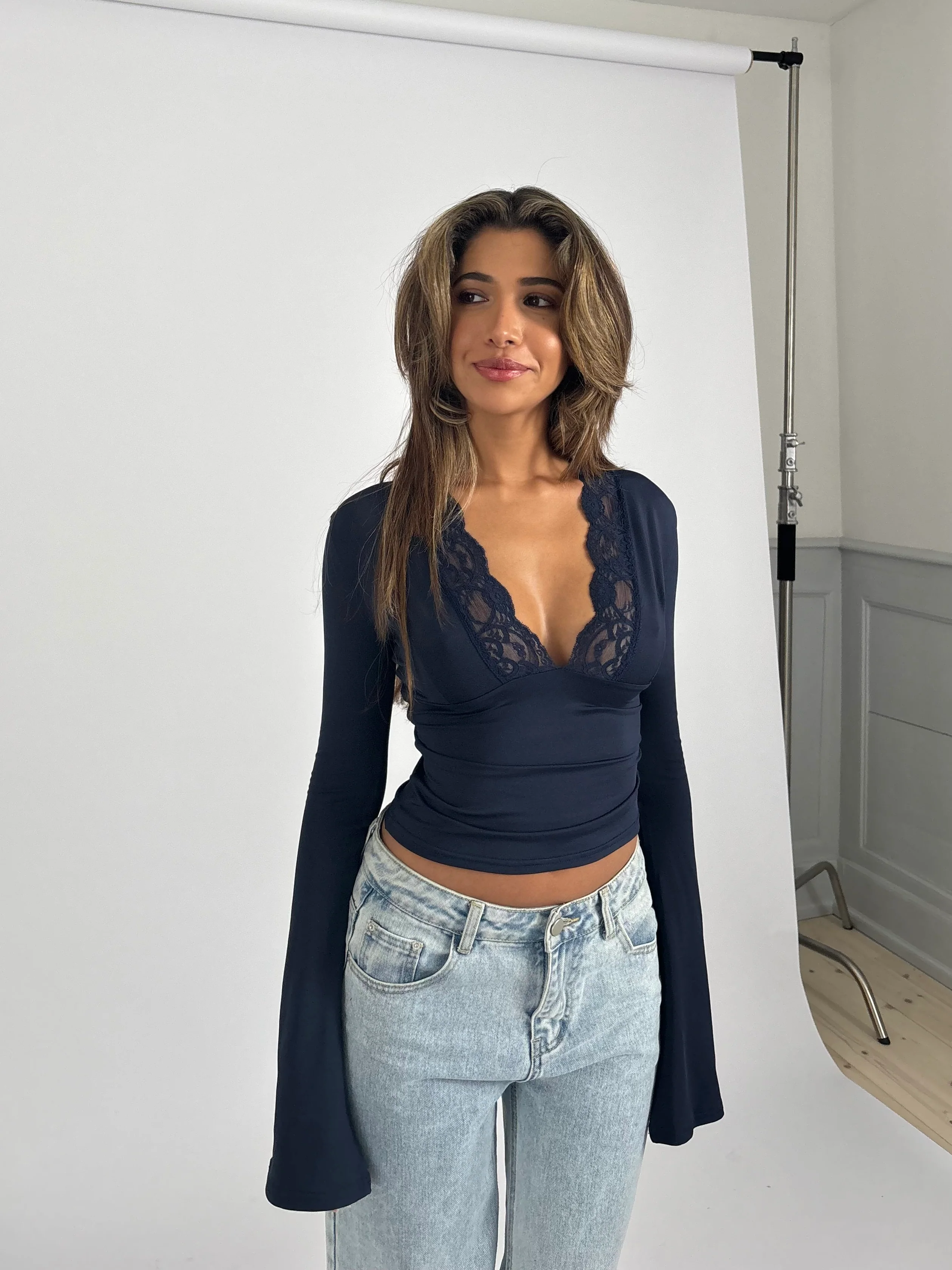 Pretty basic lace top - dunkelblau - Image 3