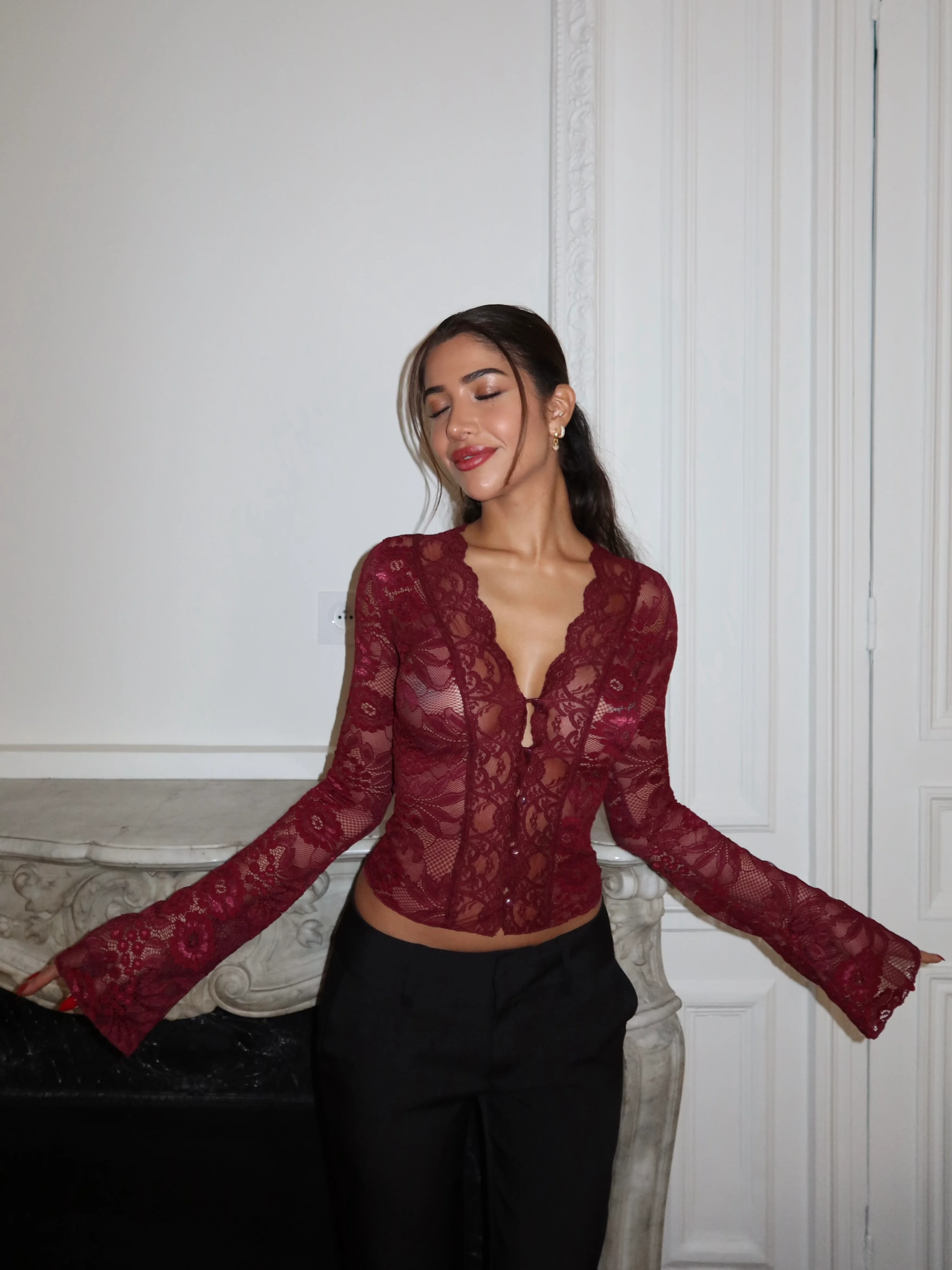Pretty Luna Lace Top - Schwarz  - Image 2