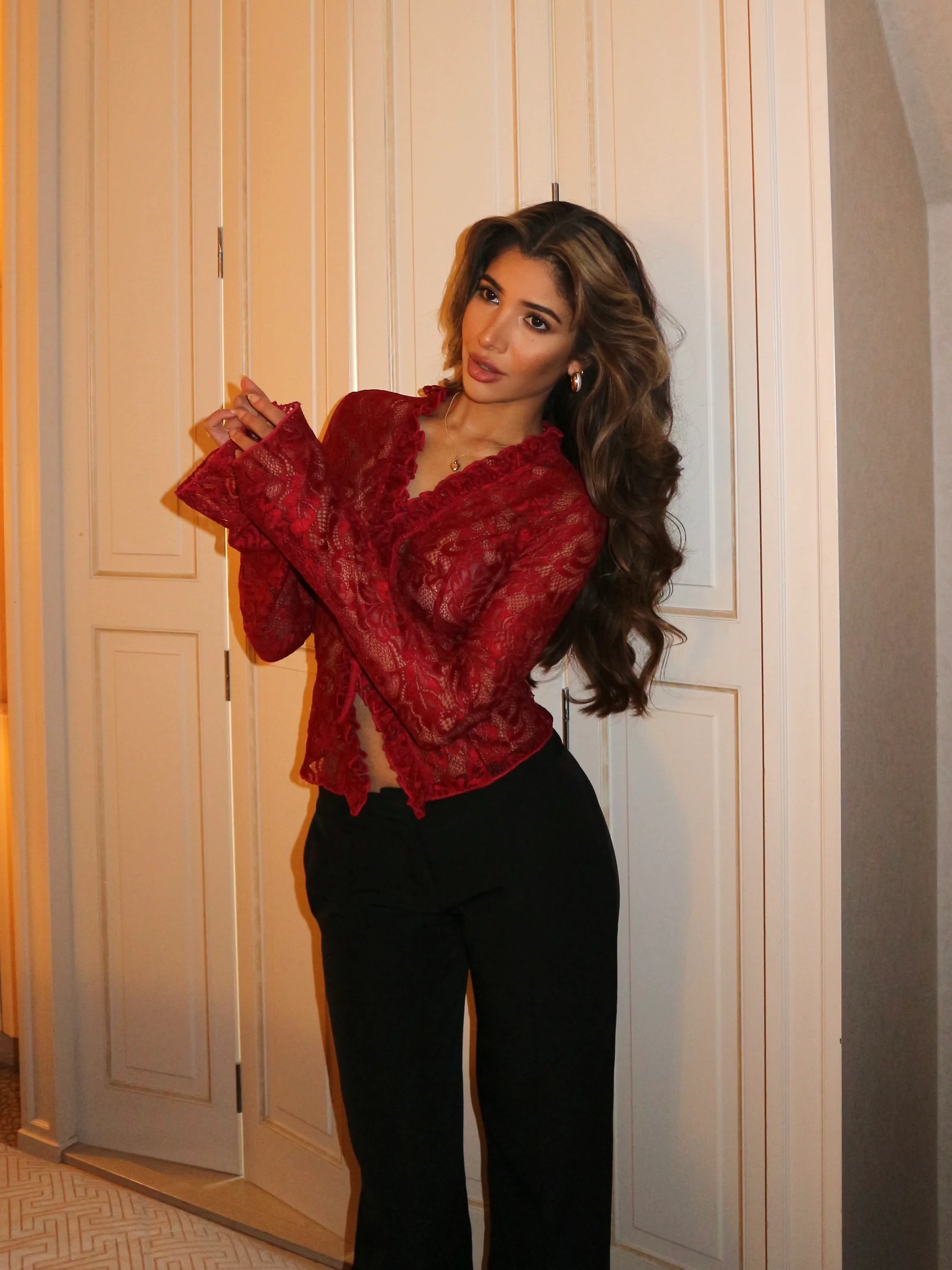 Trim lace top - dunkelrot - Image 2