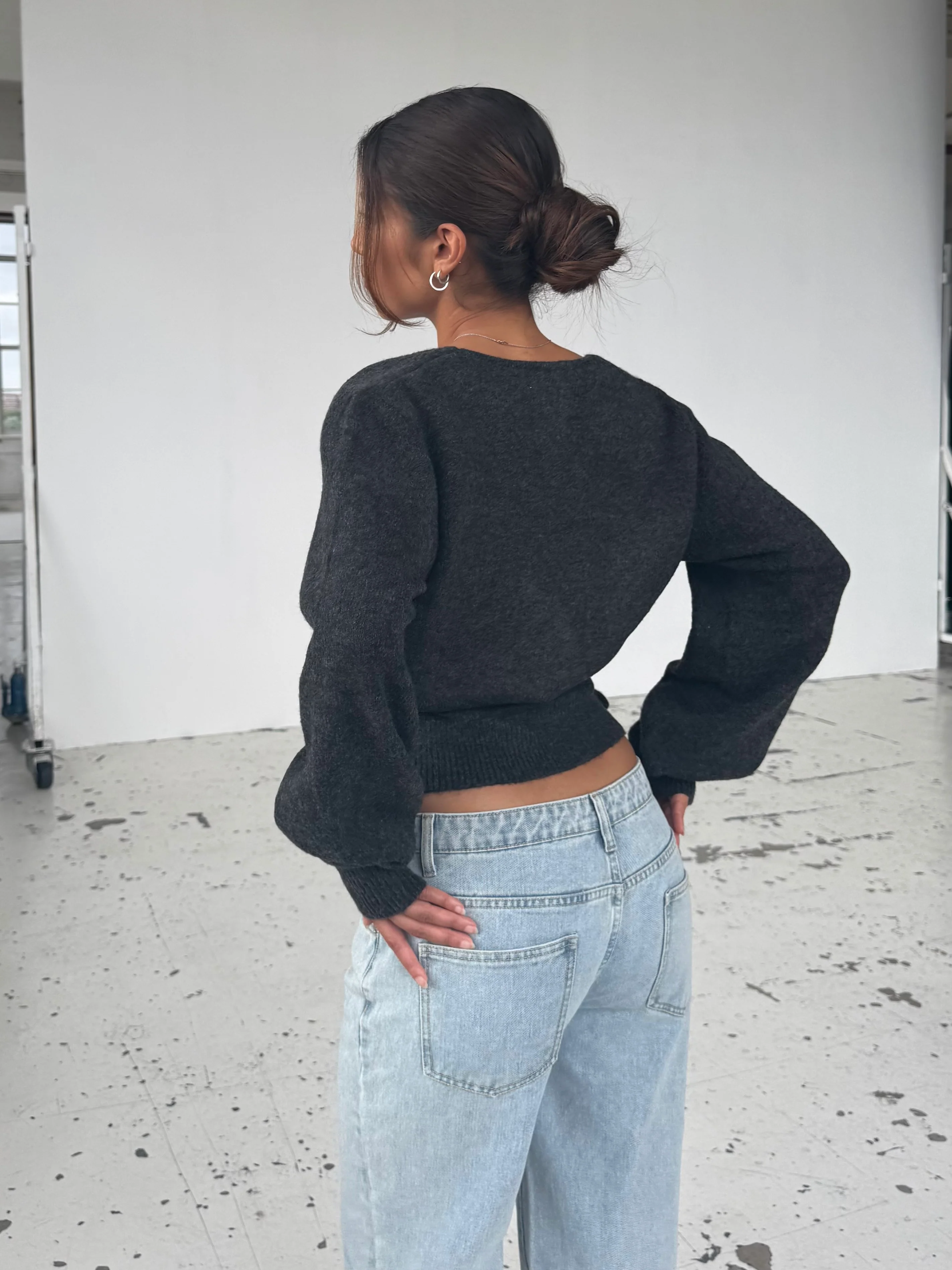 Wool blend wrap cardigan - hellgrau - Image 2